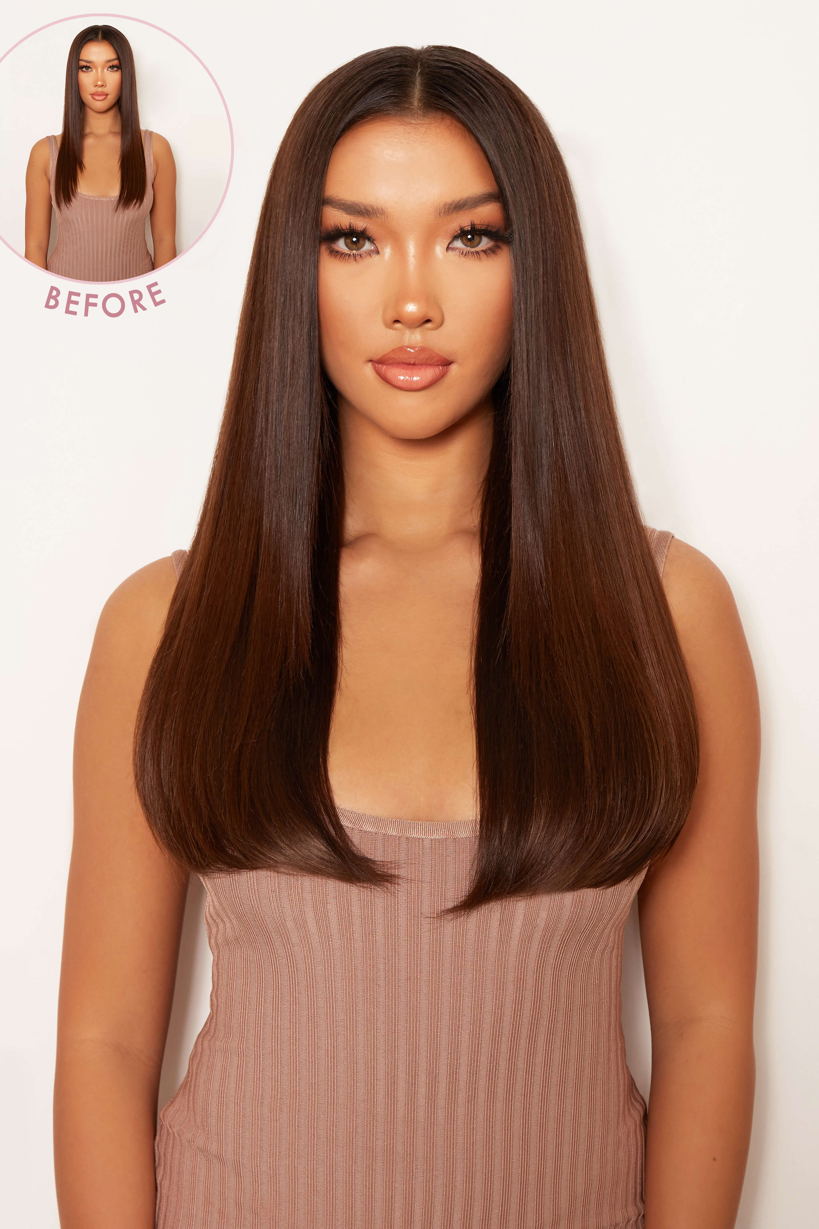 Thick 18" 1 Piece Straight Synthetic Clip In Hair Extensions - LullaBellz  - Chestnut