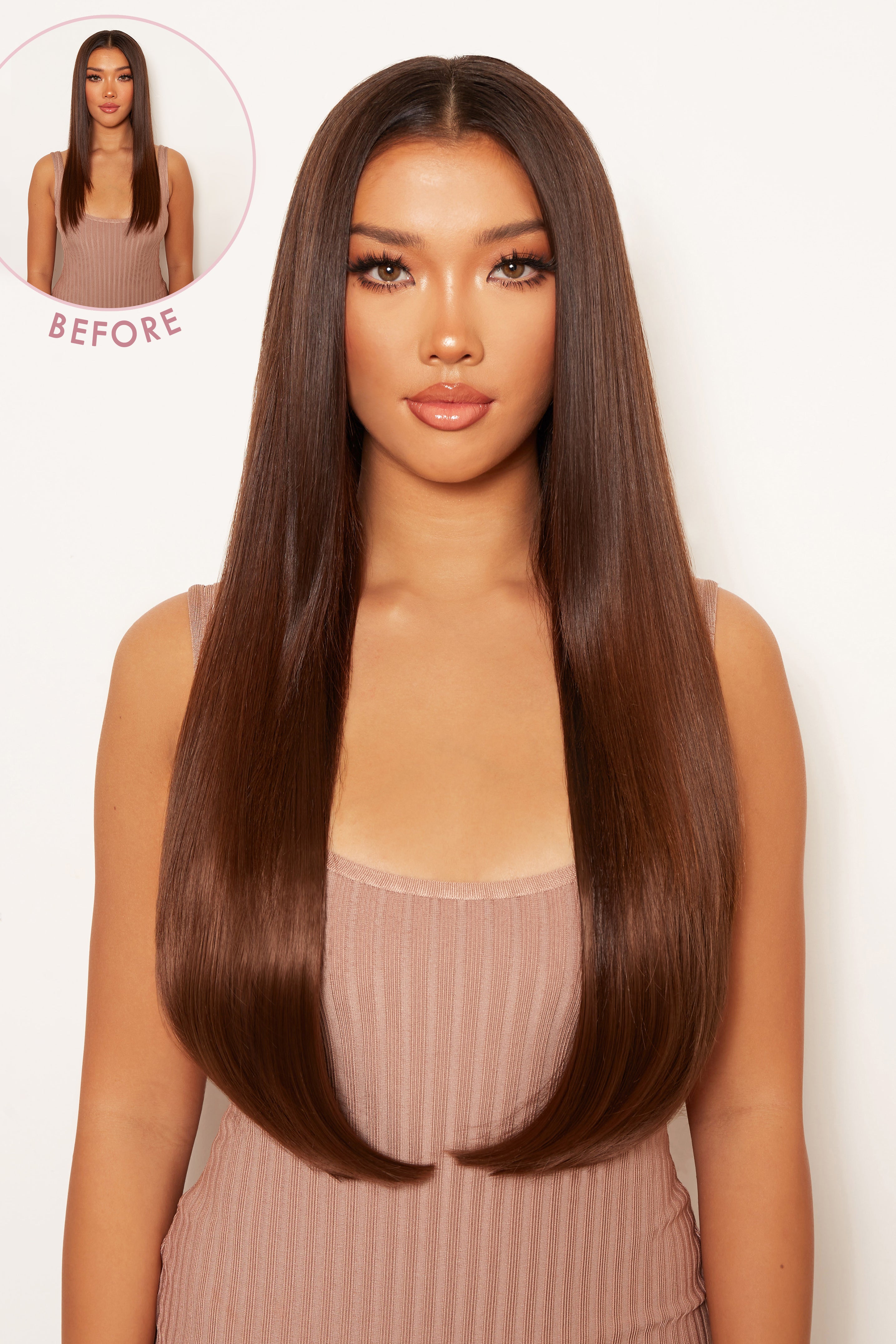 Thick 24" 1 Piece Straight Clip In Hair Extensions - Chestnut