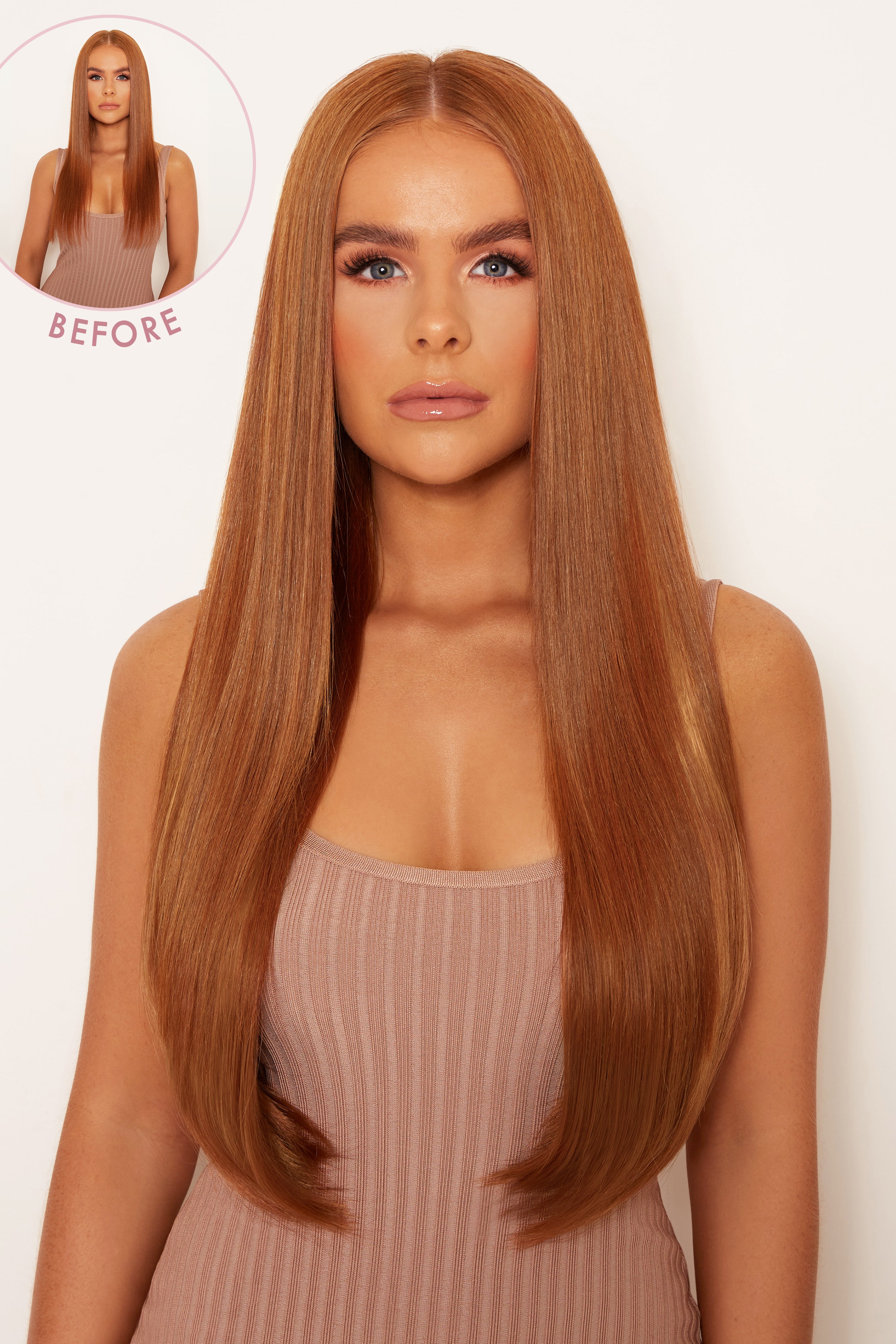 Thick 24" 1 Piece Straight Clip In Hair Extensions - Mixed Auburn