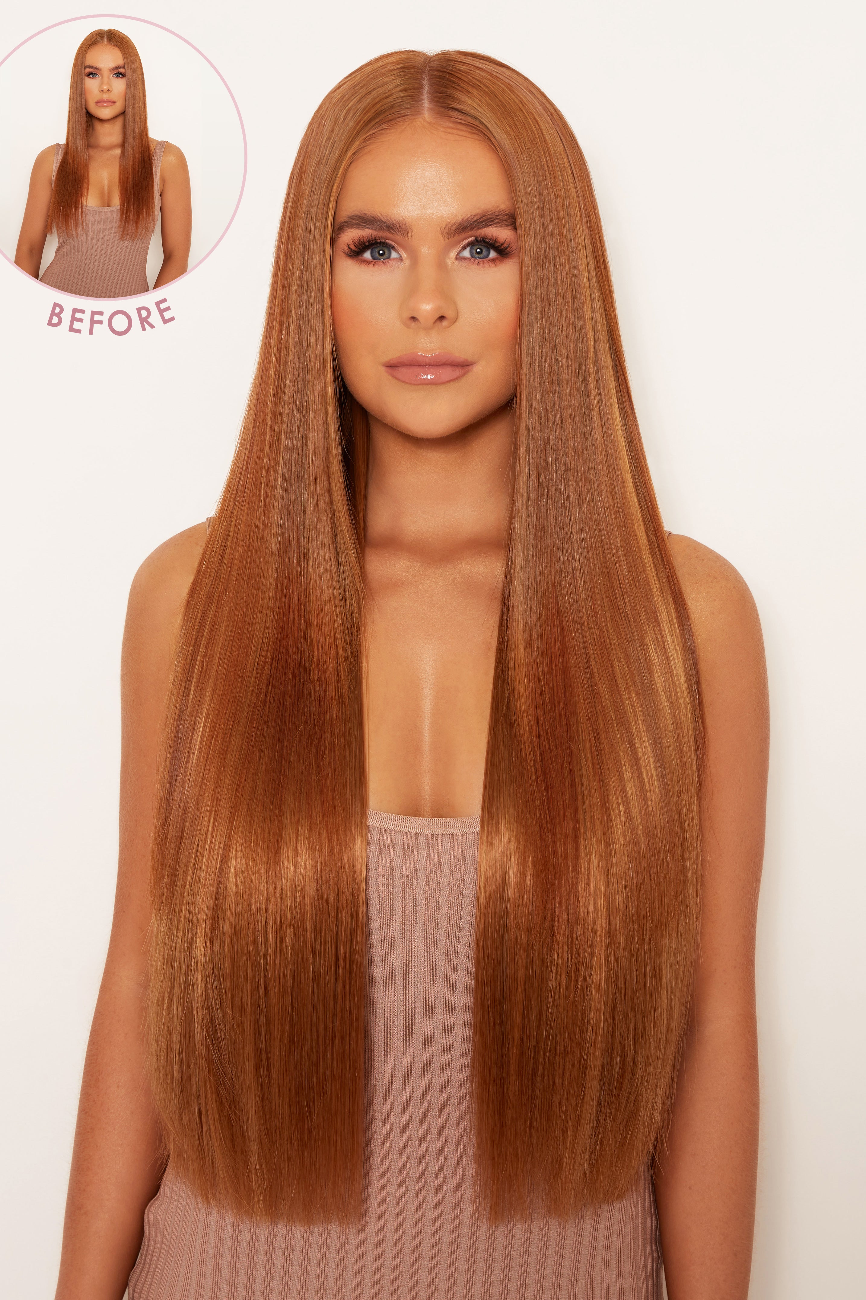 Super Thick 26" 5 Piece Statement Straight Clip In Hair Extensions - LullaBellz - Mixed Auburn