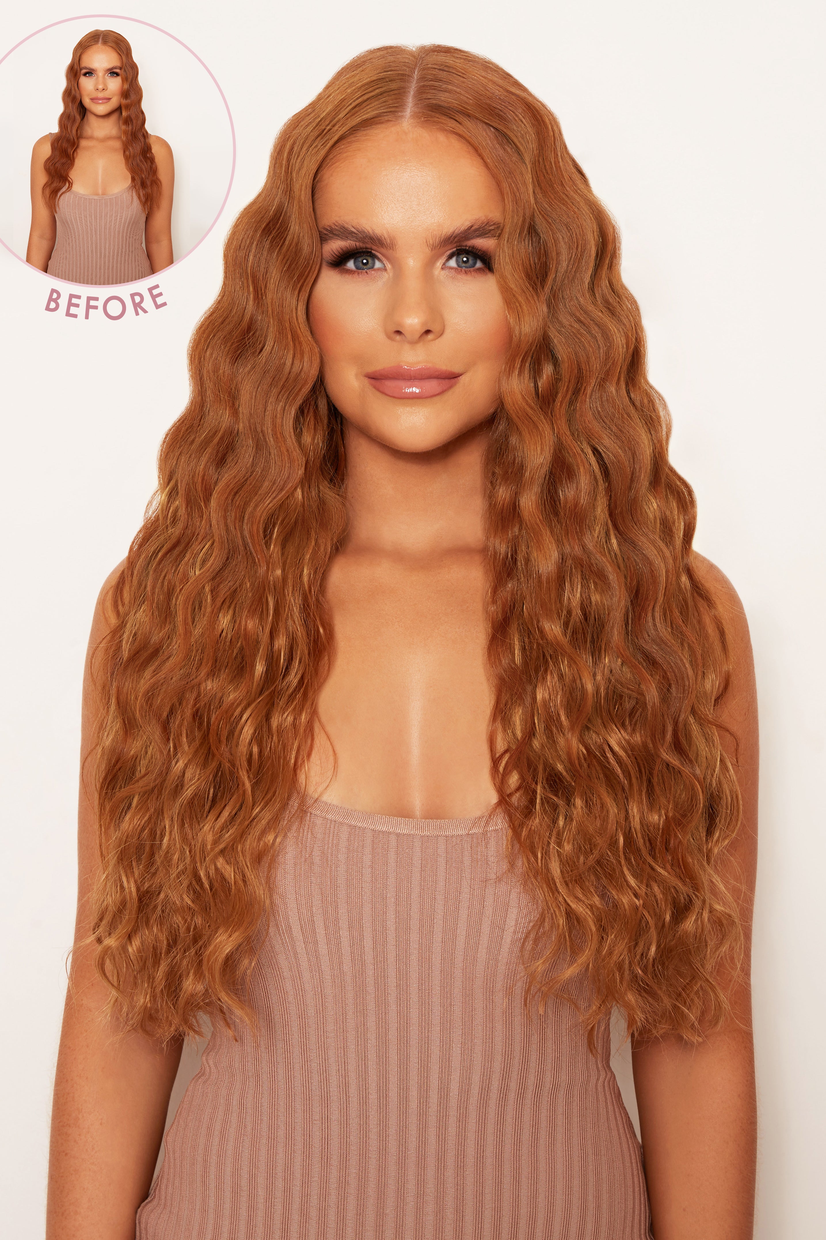 Super Thick 22" 5 Piece Crimped Wavy Clip In Hair Extensions - LullaBellz  - Mixed Auburn