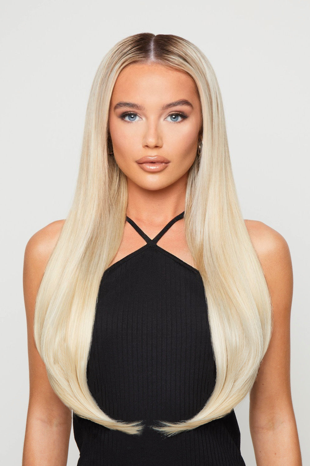Super Thick 16" 5 Piece Curve Clip In Hair Extensions - Rooted Light Blonde