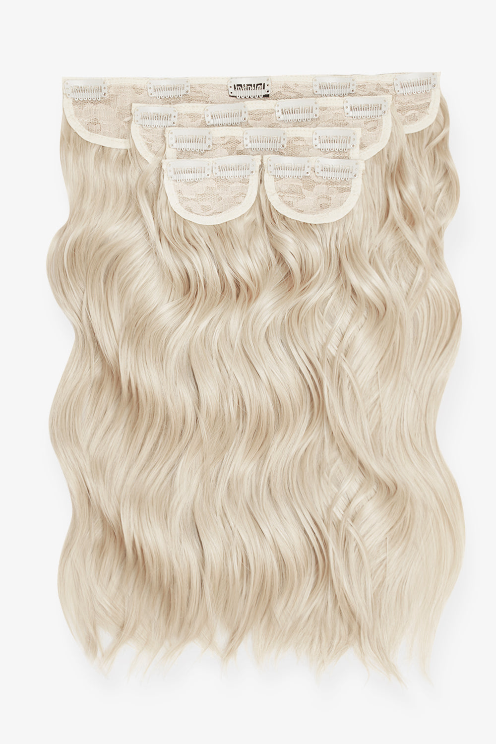 Super Thick 16’’ 5 Piece Brushed Out Wave Clip In Hair Extensions - Bleach Blonde