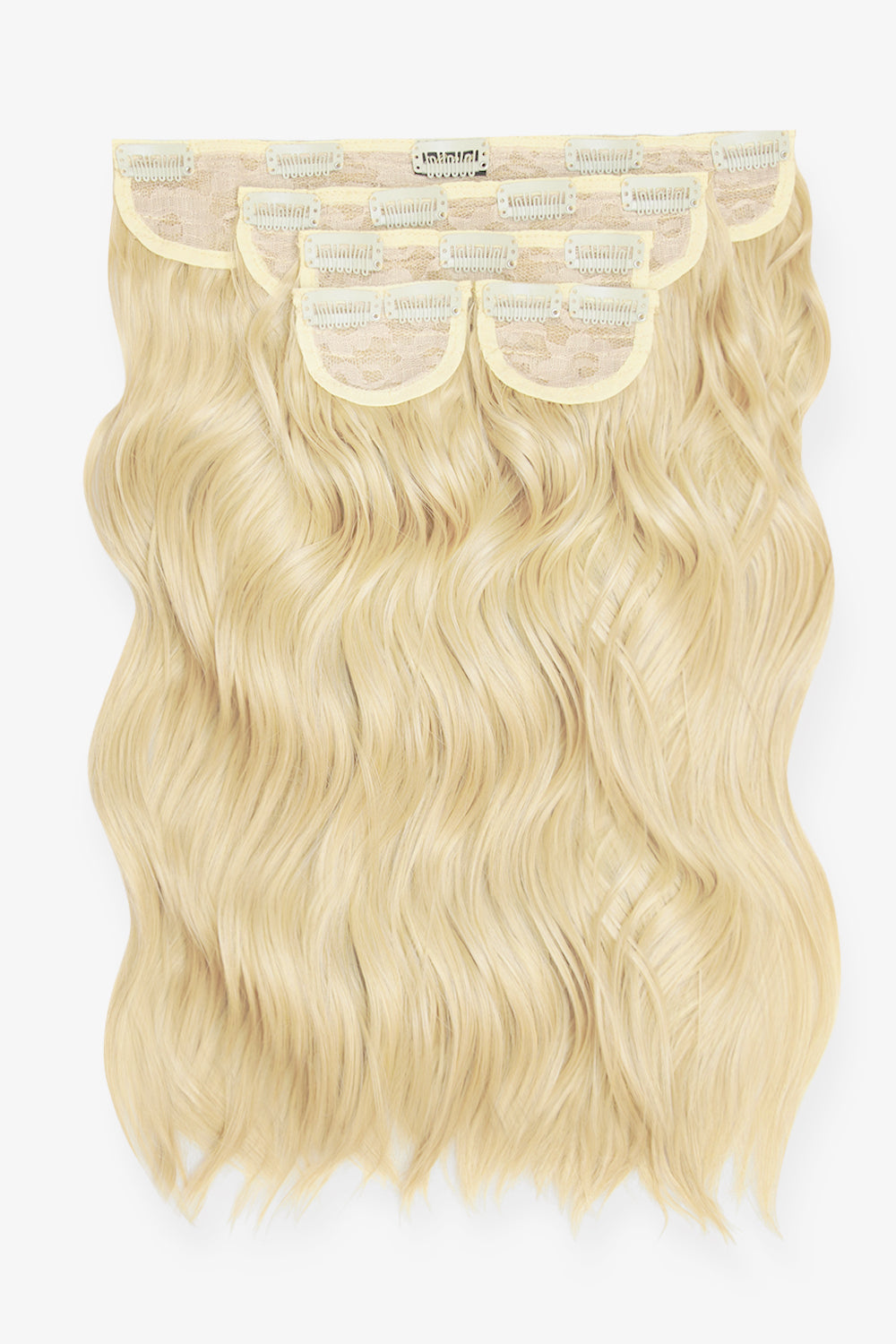 Super Thick 16’’ 5 Piece Brushed Out Wave Clip In Hair Extensions - Pure Blonde