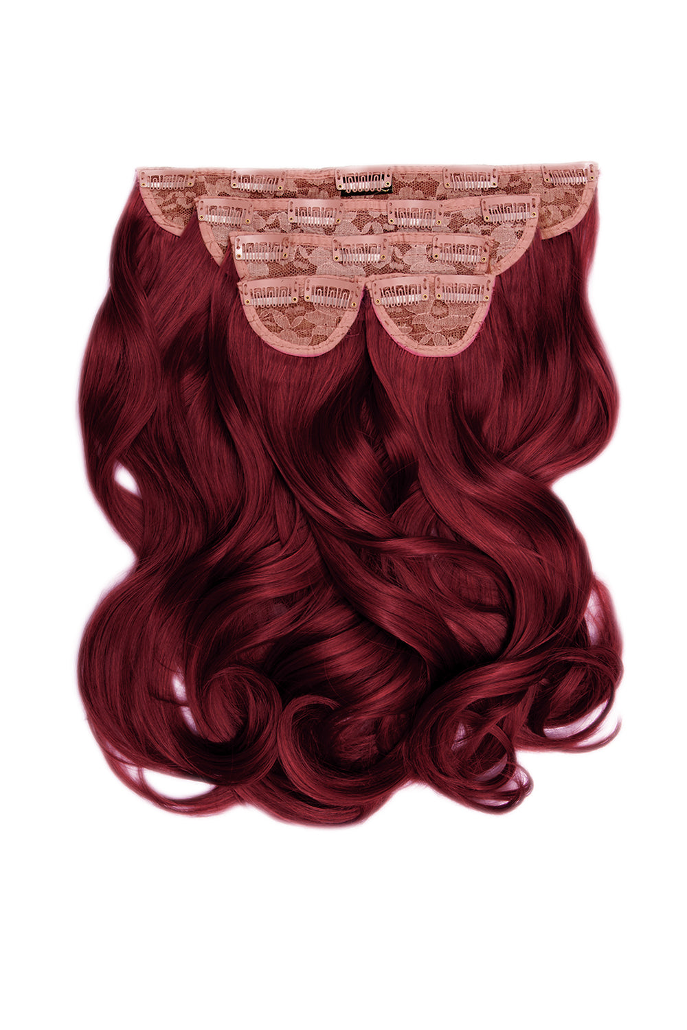 Super Thick 16" 5 Piece Blow Dry Wavy Clip In Hair Extensions - Burgundy
