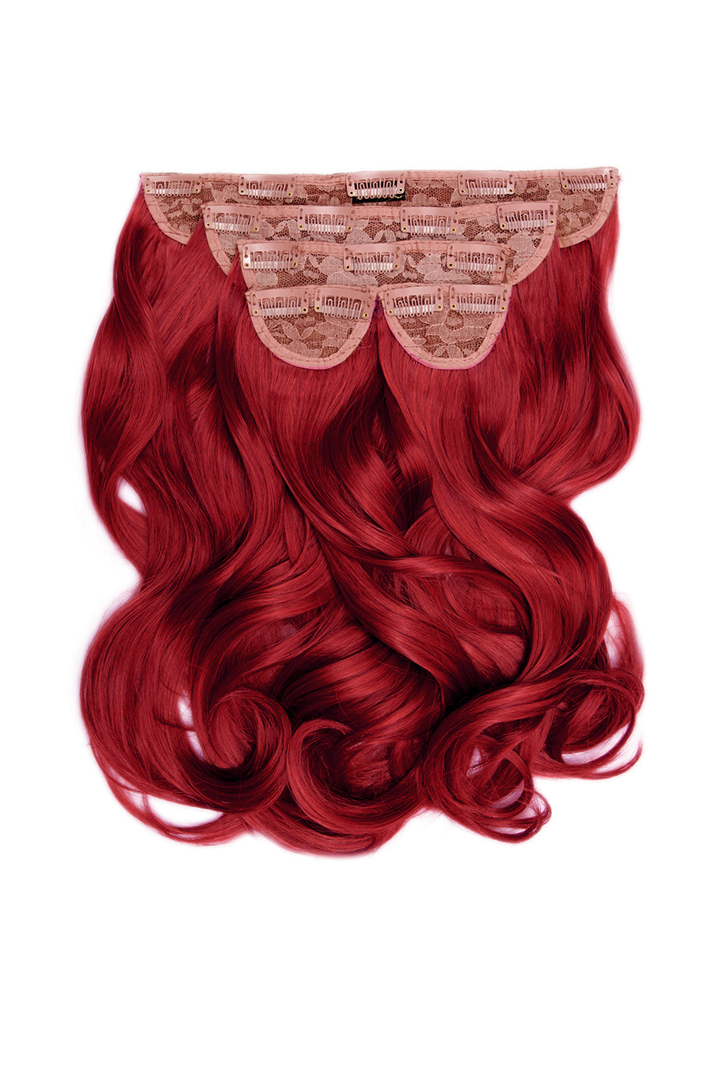 Super Thick 16" 5 Piece Blow Dry Wavy Clip In Hair Extensions - Ruby Red