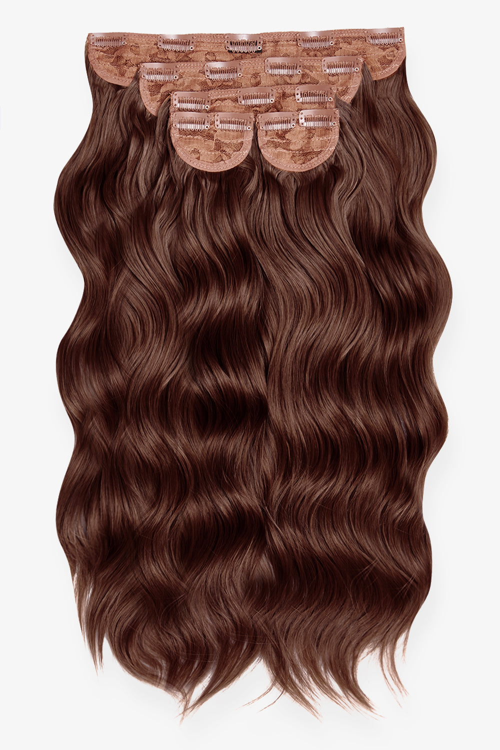 Super Thick 22’’ 5 Piece Brushed Out Wave Clip In Hair Extensions - Auburn