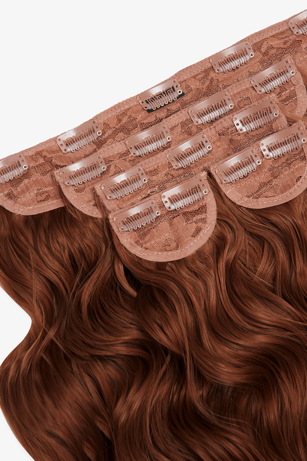 Super Thick 22’’ 5 Piece Brushed Out Wave Clip In Hair Extensions - Copper Red