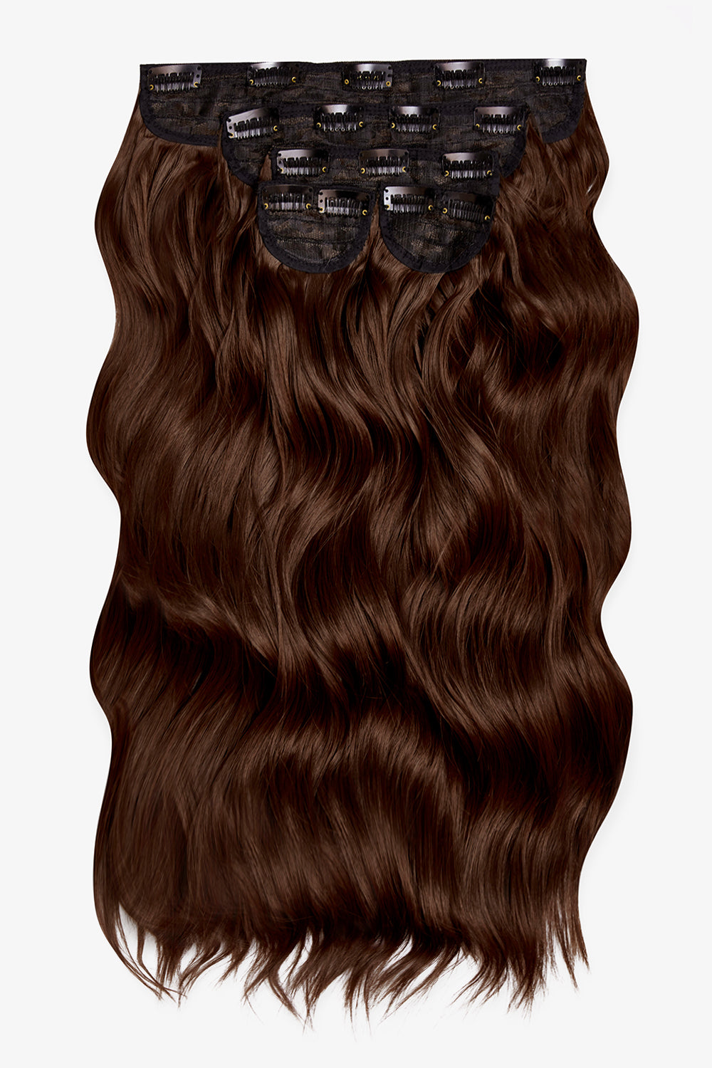 Super Thick 22" 5 Piece Brushed Out Wave Clip in Hair Extensions + Hair Care Bundle - Golden Brown