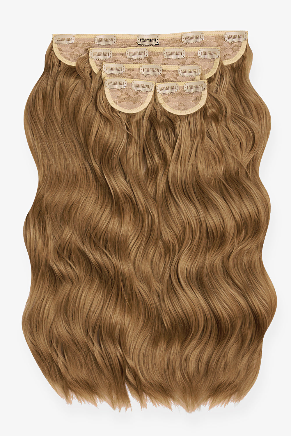 Super Thick 22" 5 Piece Brushed Out Wave Clip in Hair Extensions + Hair Care Bundle - Harvest Blonde