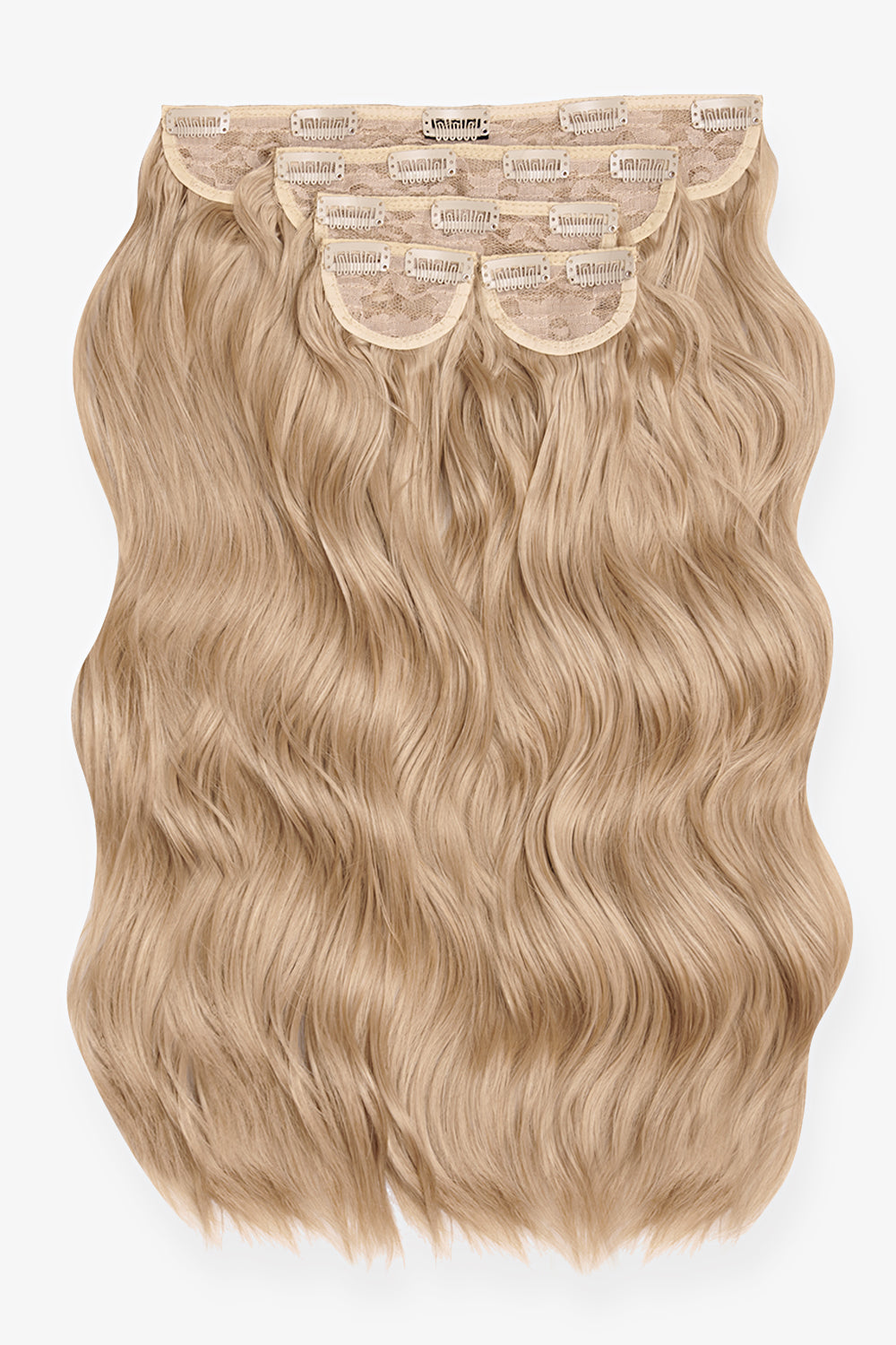 Super Thick 22" 5 Piece Brushed Out Wave Clip in Hair Extensions + Hair Care Bundle - Honey Blonde