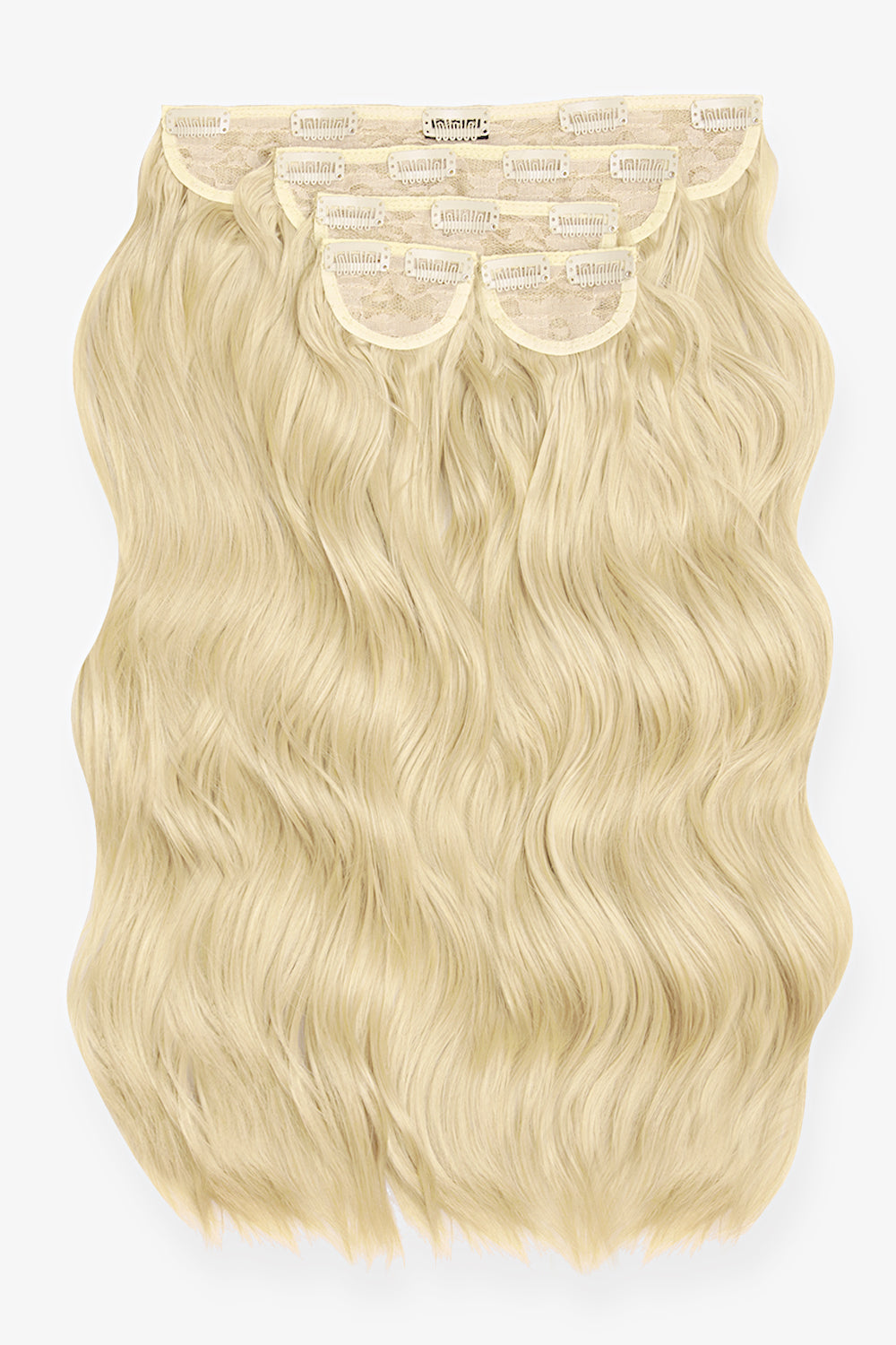 Super Thick 22’’ 5 Piece Brushed Out Wave Clip In Hair Extensions - Pure Blonde