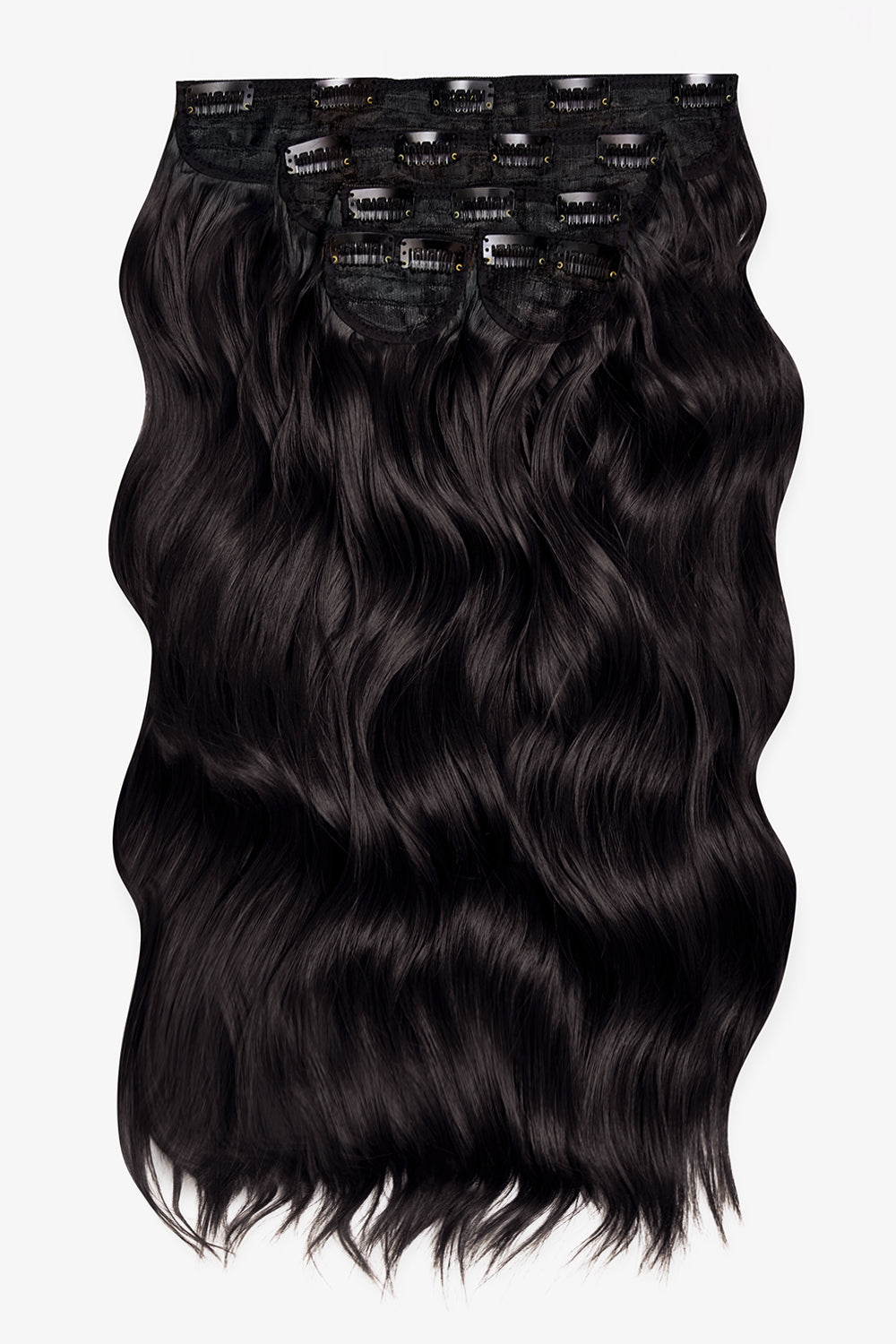 Super Thick 22’’ 5 Piece Brushed Out Wave Clip In Hair Extensions - Raven