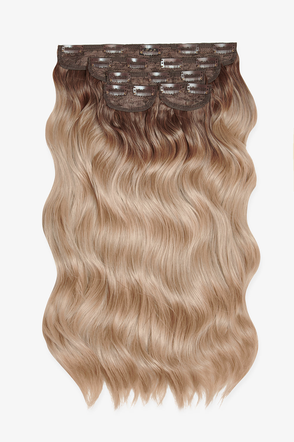 Super Thick 22’’ 5 Piece Brushed Out Wave Clip In Hair Extensions - Rooted California Blonde