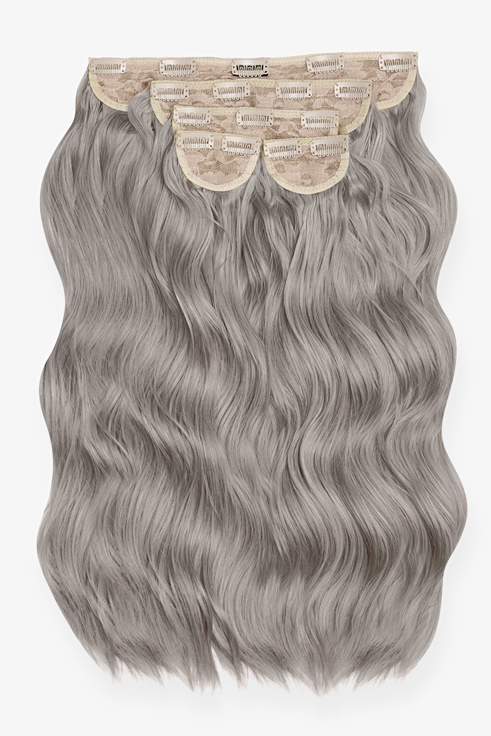Super Thick 22’’ 5 Piece Brushed Out Wave Clip In Hair Extensions - Silver Grey