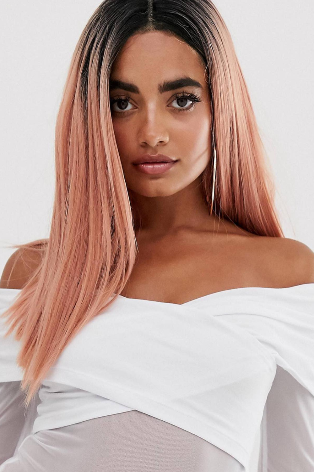 The Peachie - Peach Straight Lob Lace Front Wig