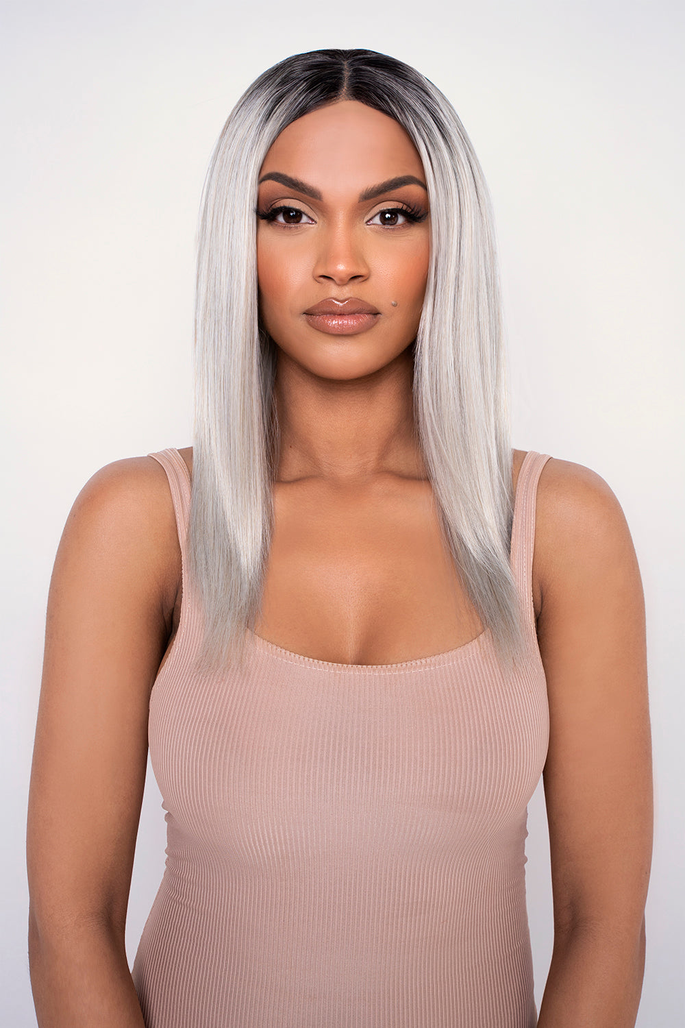 The Stormi - Platinum Straight Lob Lace Front Wig Festival Hair Inspiration