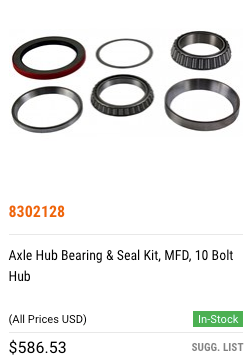 8302128  Axle Hub Bearing & Seal Kit, MFD, 10 Bolt