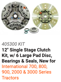 405300 KIT 12" Single Stage Clutch Kit New for Int'l 700, 800, 900, 2000 & 3000 Series Tractors