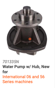 Water Pump w/Hub, New for International 06 and 56 Series machines