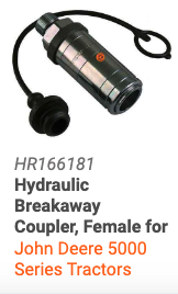 HR166181 Hydraulic Breakaway Coupler, Female for John Deere 5000 Series Tractors