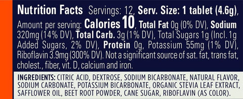 GU hydration tabs ingredients nutrition facts