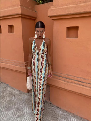 Deep V-neck Backless Dresses - BooyoShop