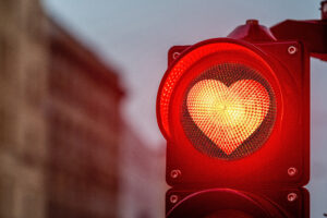 rote Ampel mit Herz