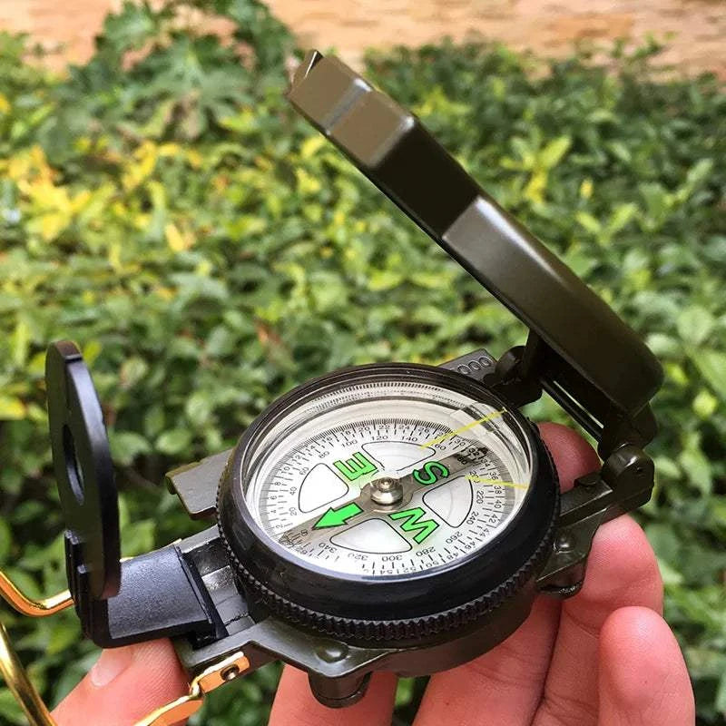 Aluminum alloy Portable Army Green Folding Lens Compass Metal Military Marching Lensatic Camping Compass Guide High Precision