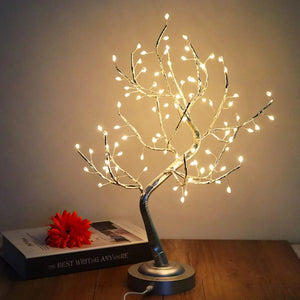 LED Christmas Tree Night Lights 8Modes Fairy Tree Lamp USB/Battery Touch Switch Night Lamp for Bedroom Bedside Home Decoration - Home Genius