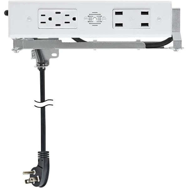 Docking Drawer Blade Duo In-Drawer Outlet with 2 15-Amp AC Outlets, 2 USB-C PD and 4 USB-A Ports, White