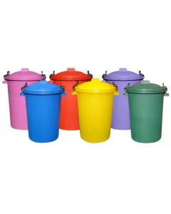 85 Litre Clip On Lid Dustbins Available in Black, Green, Blue, Red, Yellow