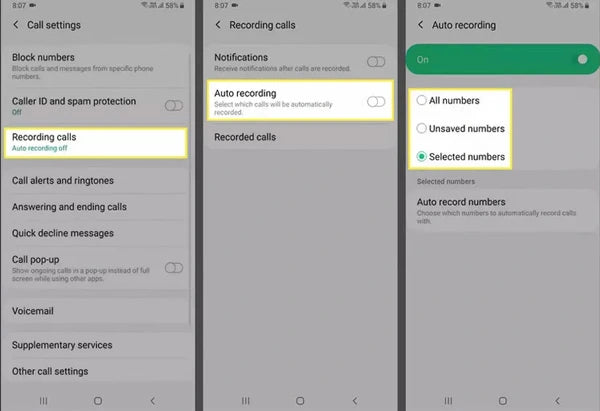 Android Dialer zeigt integrierte Aufzeichnungsfunktion
