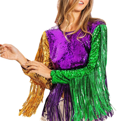 Sail to Sable Sequin Fringe Top and Sequin Leggings