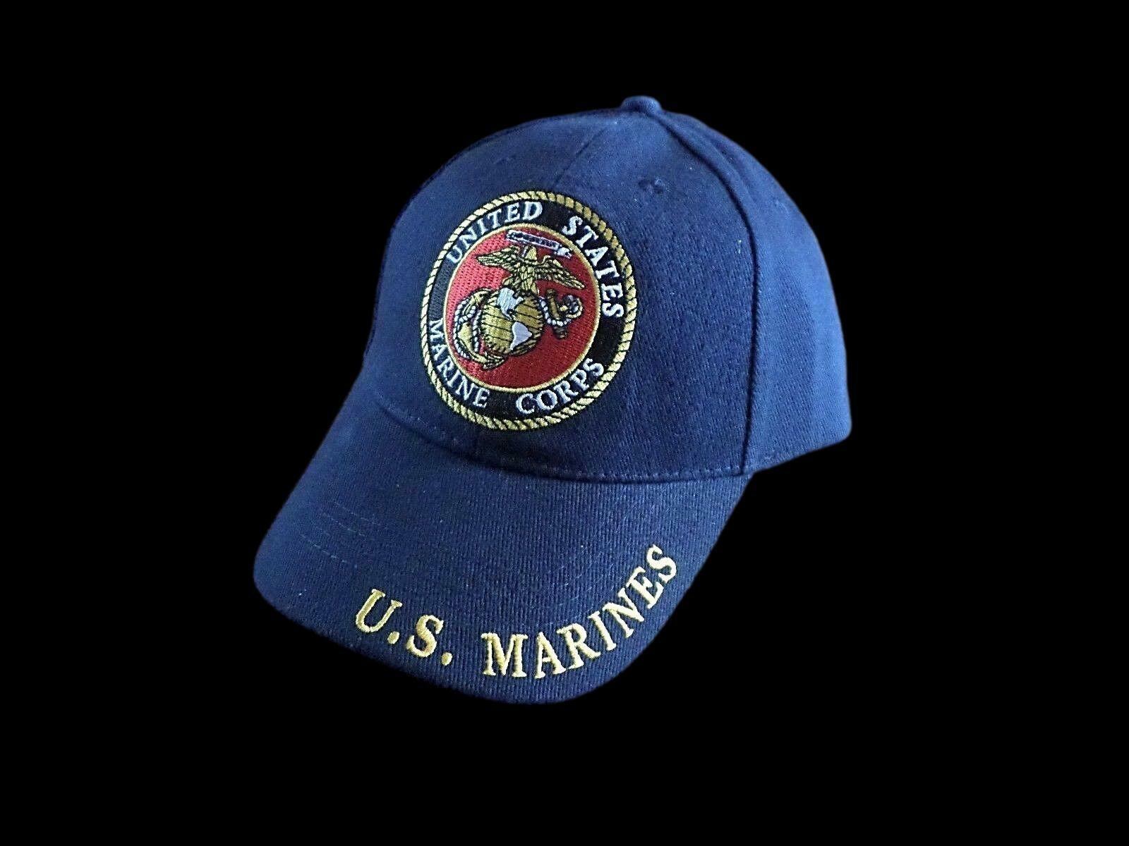 NEW U.S MILITARY MARINE CORPS EMBROIDERED BLUE HAT CAP OFFICIAL LICENS ...