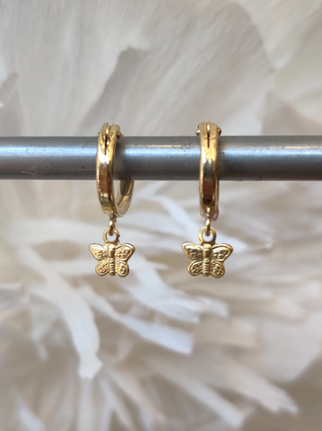 tiny butterfly hoops in gold