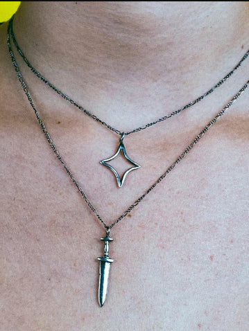 Hellhound Nebula & Dagger Charm Necklaces