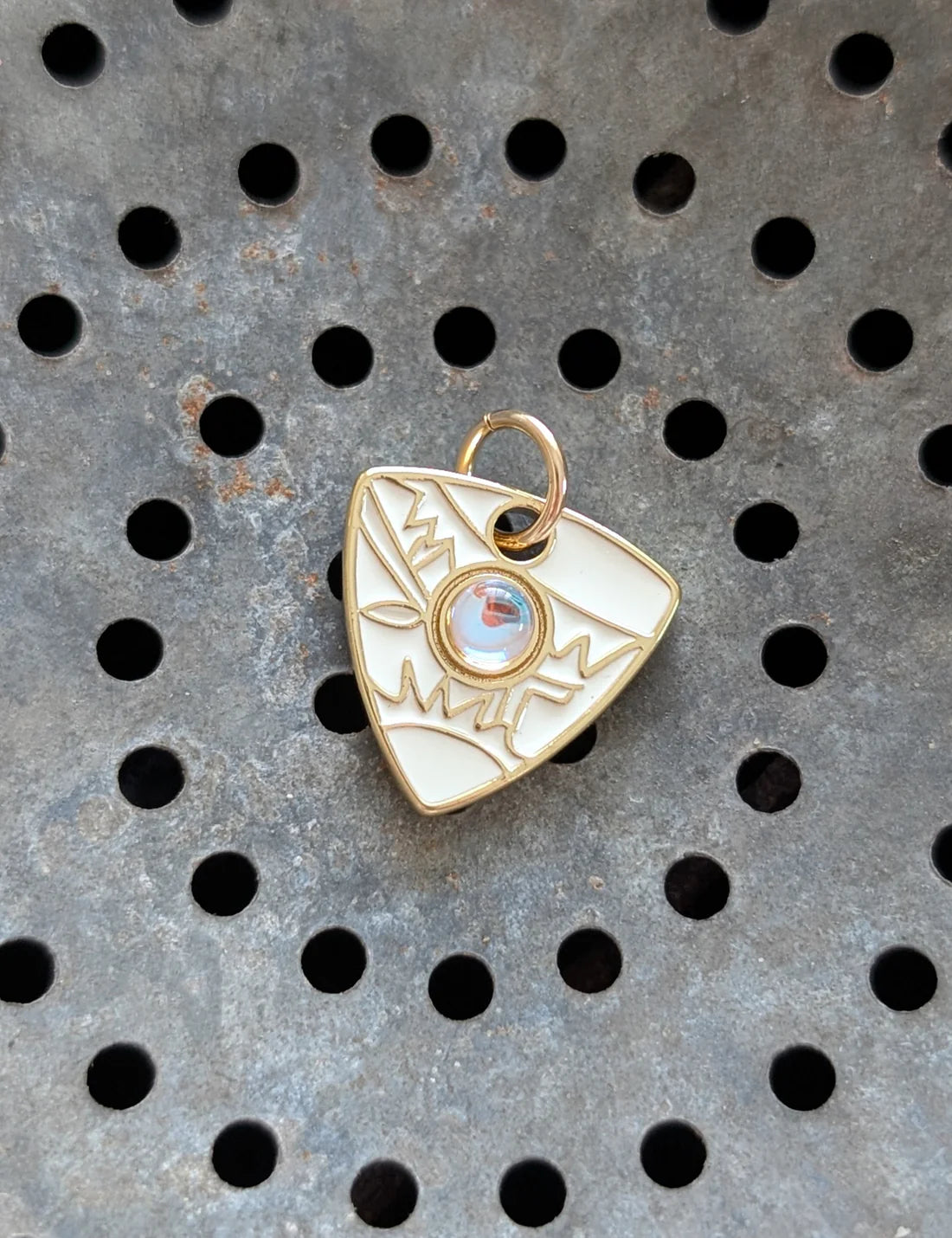 Nuance Triangle Charms Dress -White Metal-Thick 18kt Gold-Recycled Glass