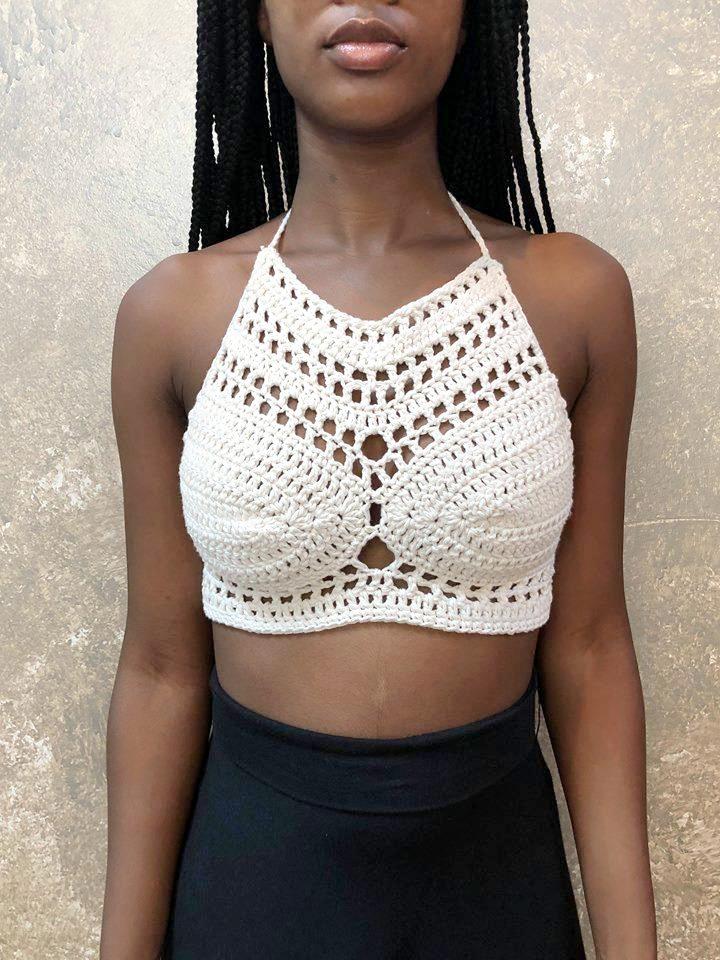 white crochet crop top