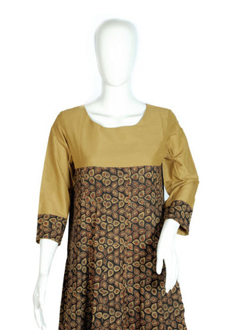 Light Brown and Dark Brown Ajrakh Printed Kurta Design 2 – Desically Ethnic