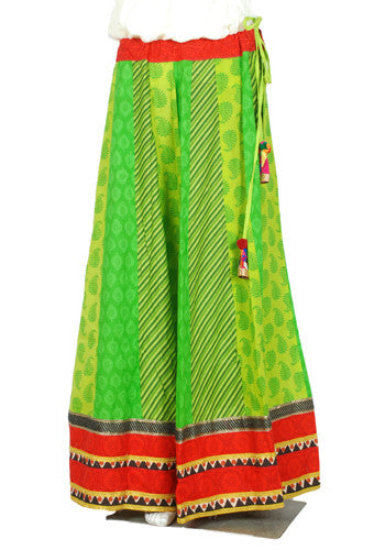 Green and Red Blockprinted Skirt – Desically Ethnic