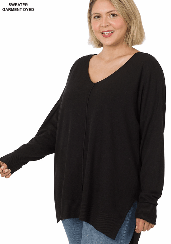 Zenana Outfitters Solid Black Pullover Sweater Size S - 48% off