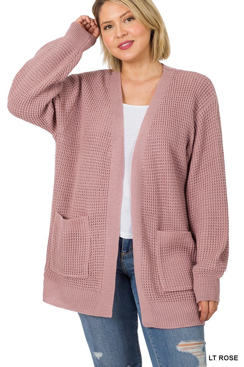 Zenana Magenta Slouchy Pocket Open Cardigan