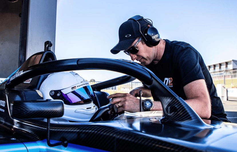 Aaron Harris adjusting TRS Harris Race Radios