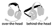 over the head v behind the head  Noise cancelling headsets.
