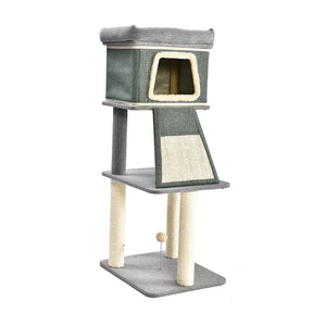 Modern Sisal Cat Tree House Three Level - PetFunny