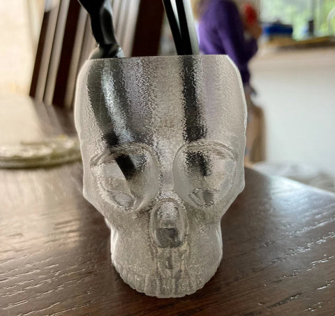 Clear PETG printed skull