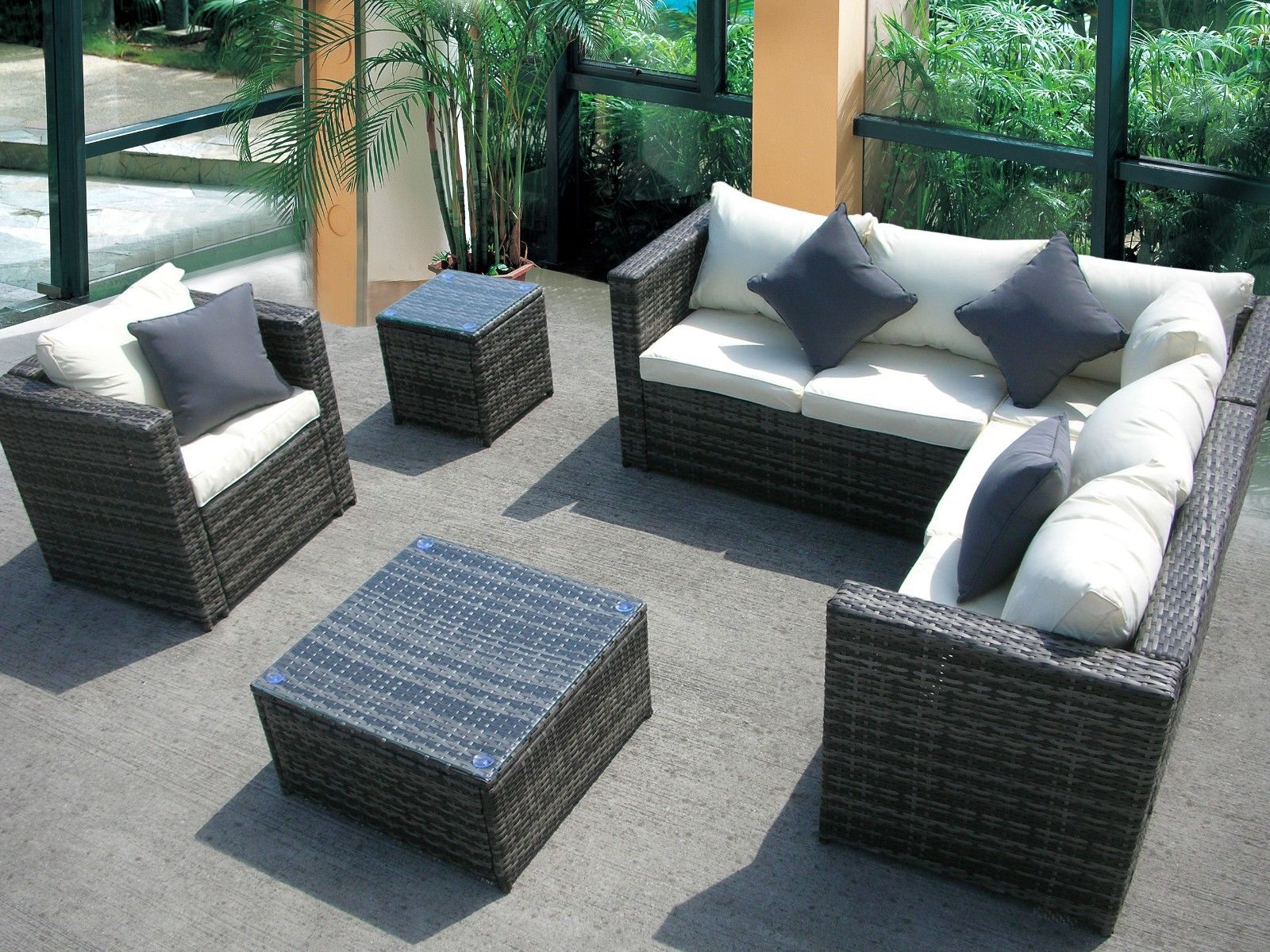 New Rattan Wicker Conservatory Outdoor Garden Furniture Set Corner