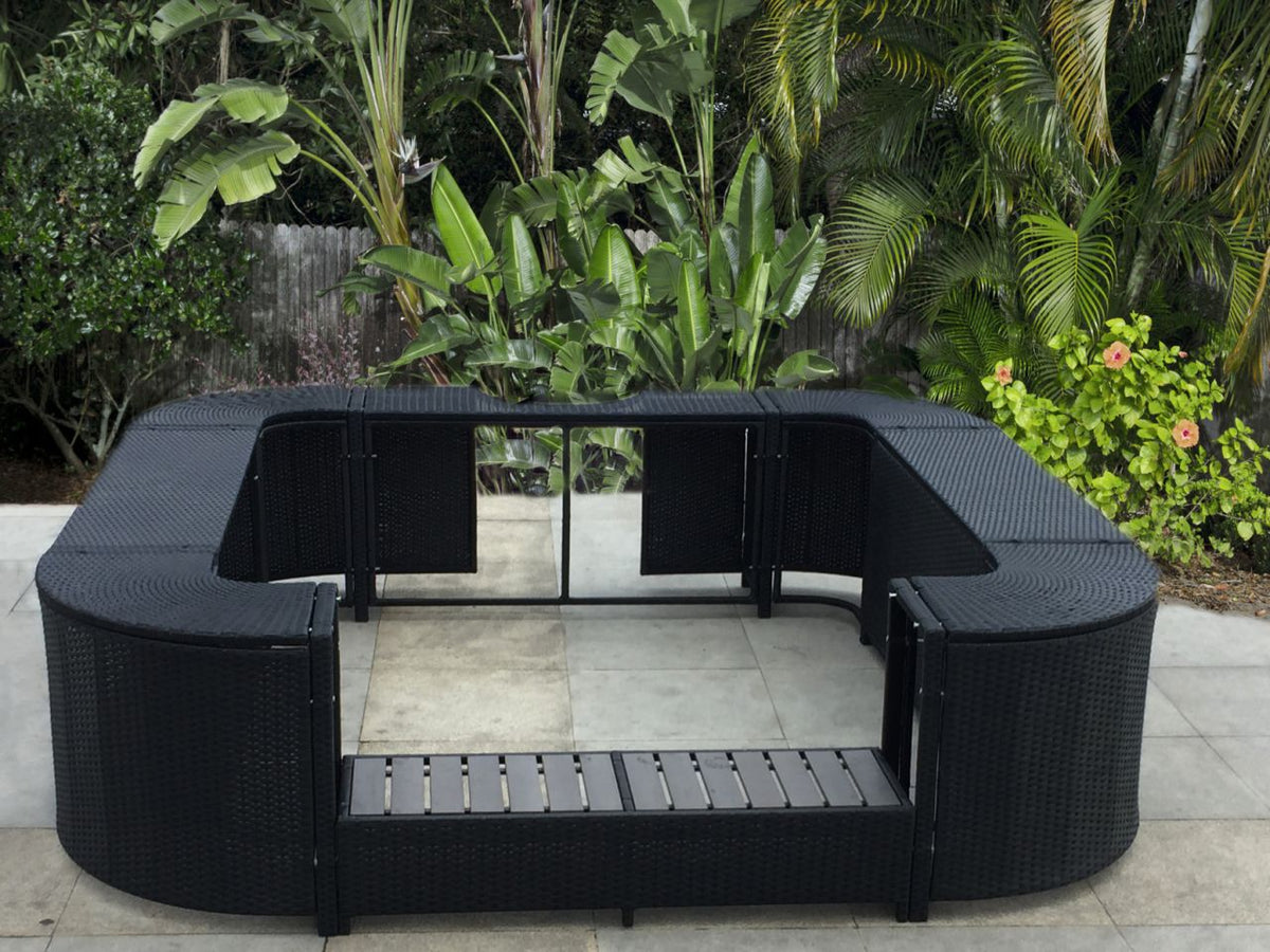 storage mspa spa Rattan Spa Surround Hot Tub lay-z Tropical Hardwood O