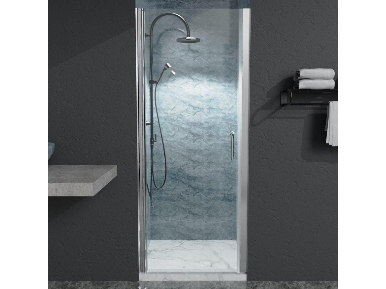 30 In. to 31-3/8 In. x 72 In Semi-Frameless Pivot Shower Door in Chrome With Clear Glass